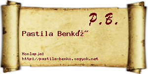 Pastila Benkő névjegykártya